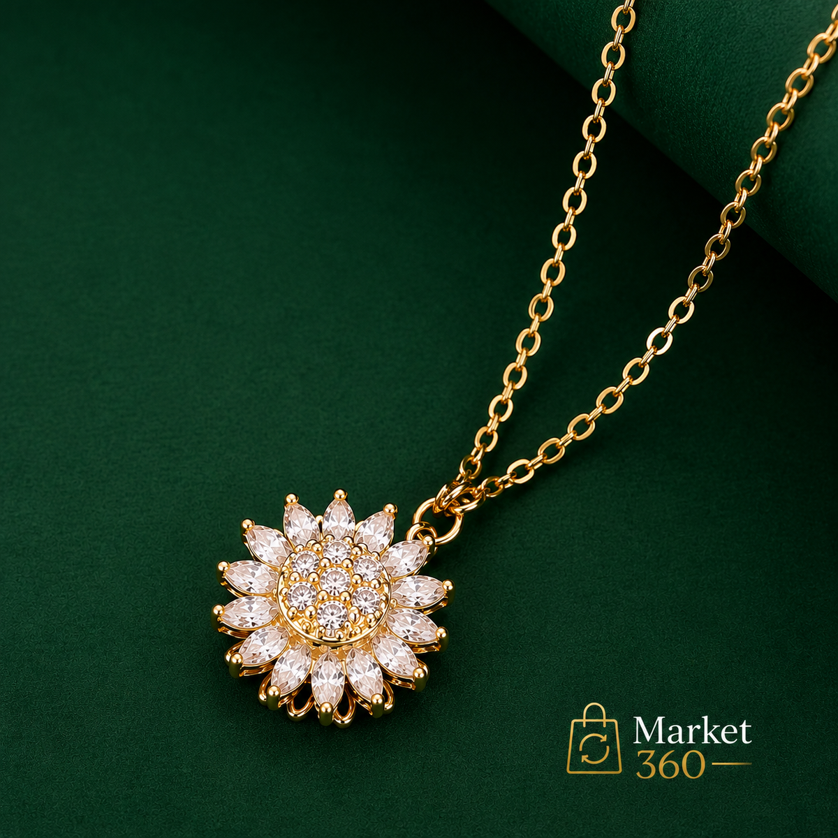 Collar Girasol Rotatorio | Baño en Oro + Caja Regalo ✨