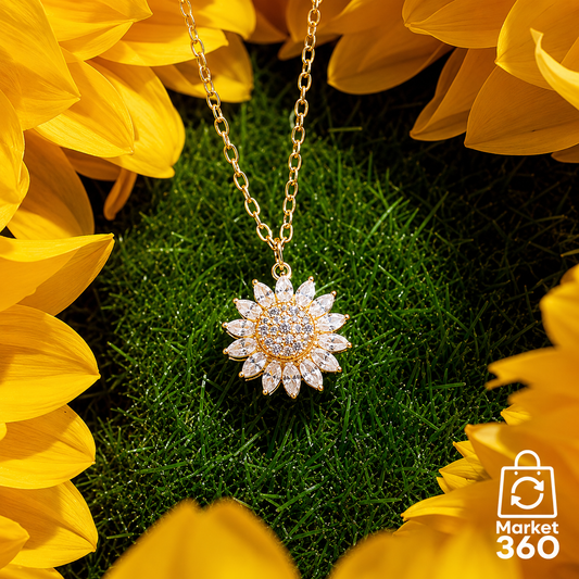 Collar Girasol Rotatorio | Baño en Oro + Caja Regalo ✨