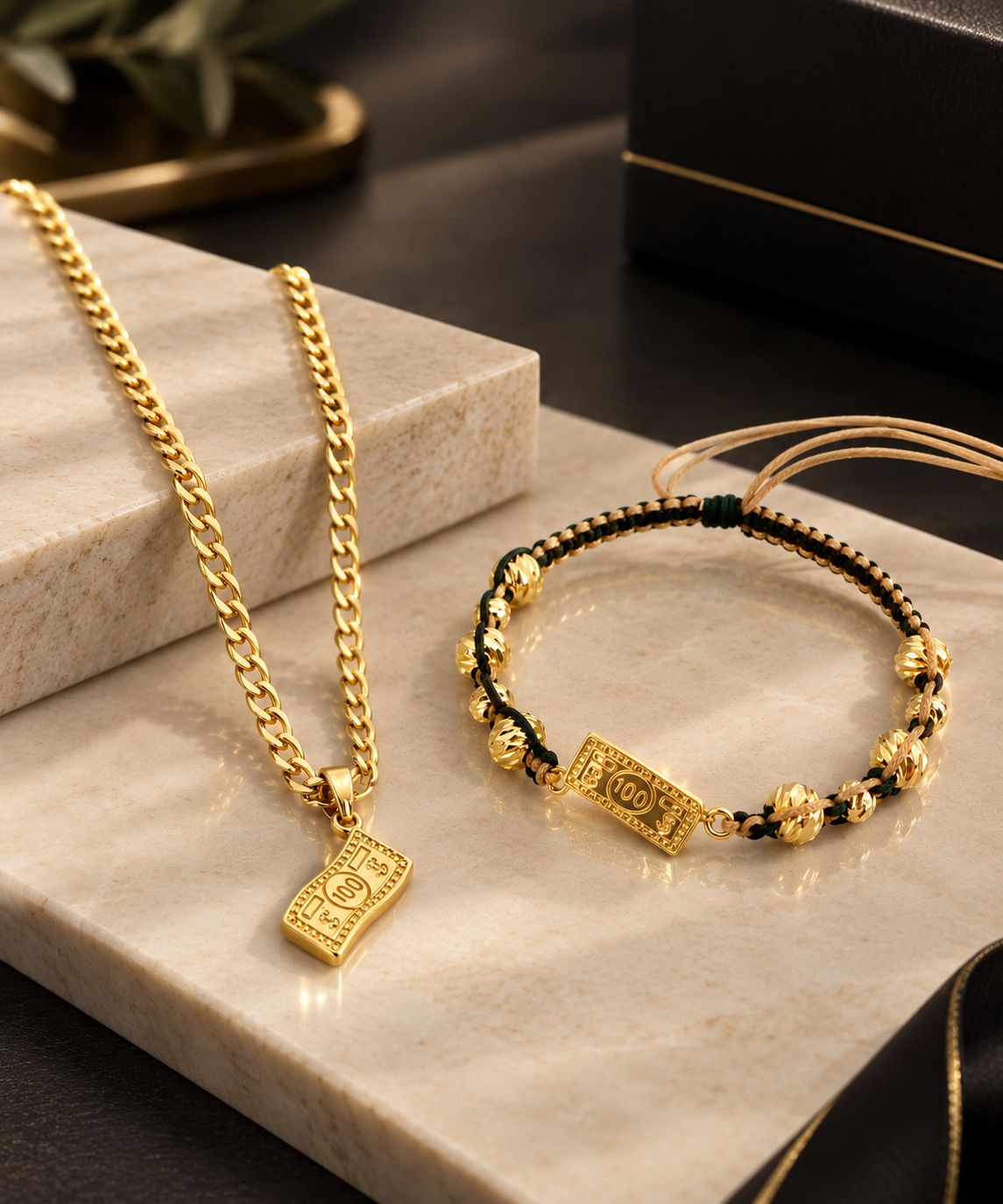 CADENA CUBANA + PULSERA EN LAMINADO 18K